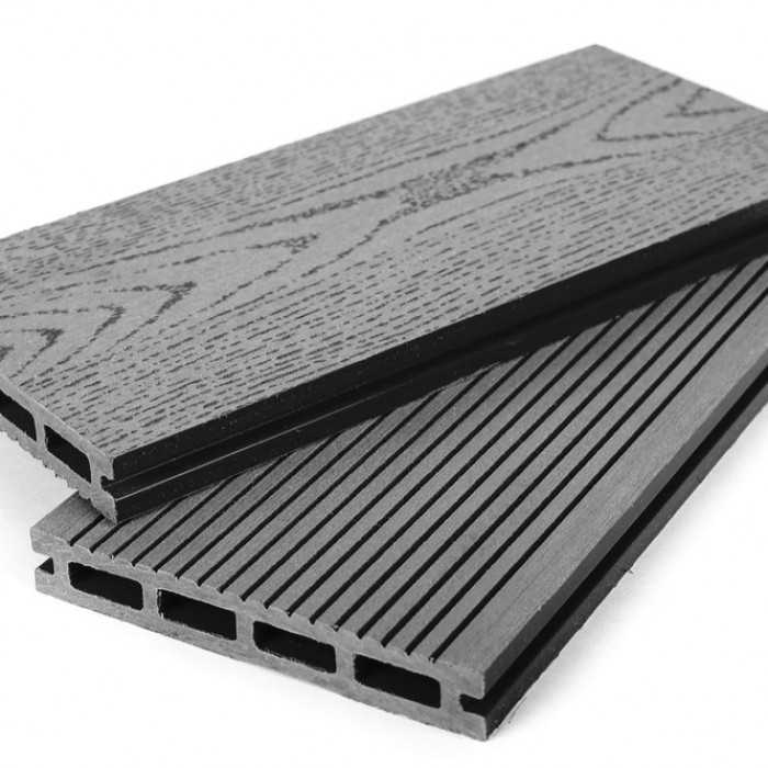 Террасная доска ДПК тиснение дерево Grand Line 22x140x4000 мм Графит