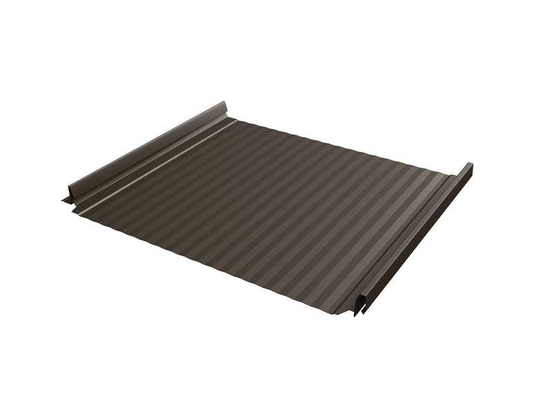 Фальцевая кровля Кликфальц Pro Gofr Grand Line 0,5 GreenCoat Pural BT, matt RR 32 Серо-Коричневый