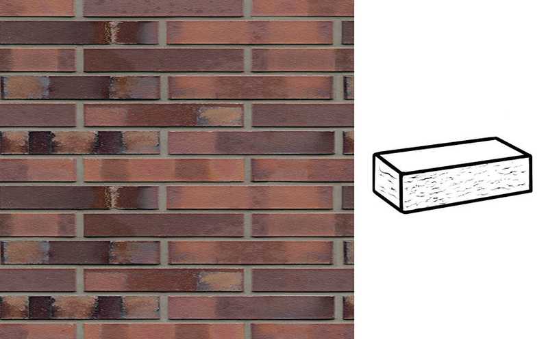 Кирпич клинкерный Muhr 04 S Rotbraun-bunt Spezia рустик, 290х90х40 мм