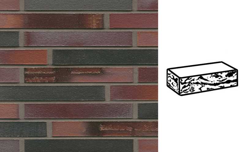 Кирпич клинкерный Muhr 29 S Schwarzblau-bunt Spezial готик, 290х90х40 мм