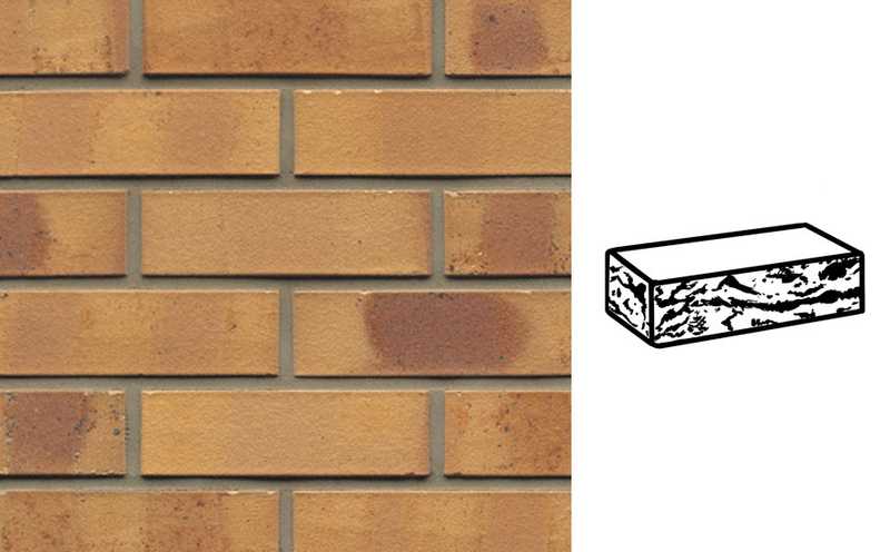 Кирпич клинкерный Muhr 06K Hellbraun-bunt Kohle готик, 240х115х71 мм