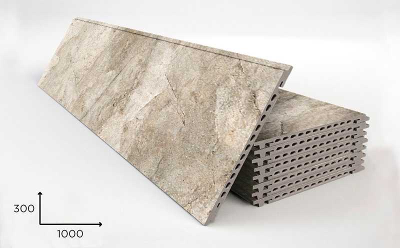 Керамогранитная плита FAVEKER GA16 для НФС, Rocks Gris, 1000*300*18 мм
