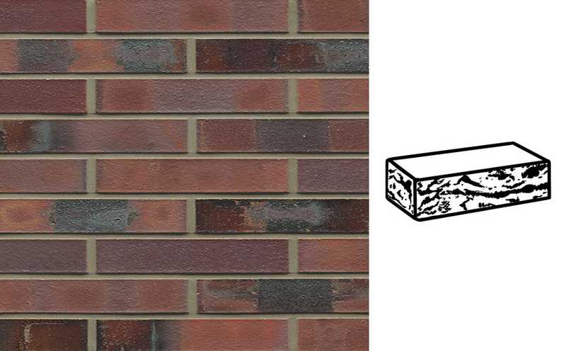 Кирпич клинкерный Muhr 04KS Rotbraun-bunt Kohle Spezial готик, 290х90х52 мм