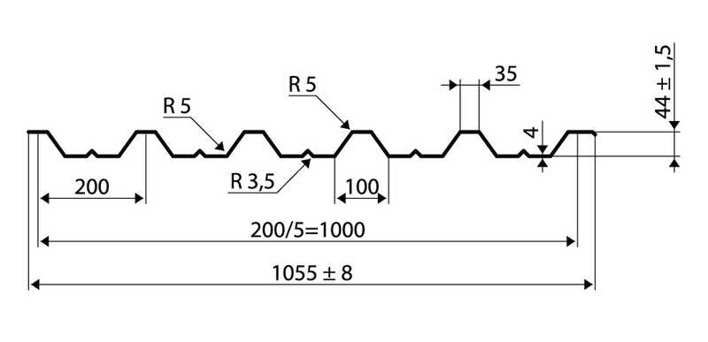 Двухсторонний Профлист Н57 1 мм RAL 9004 Сигнальный Черный