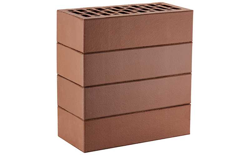 Кирпич облицовочный ЛСР коричневый гладкий, утолщенные стенки, М175, 250х120х65 мм